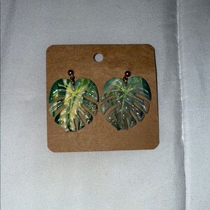 Monstera Leaf-Shaped Earrings
